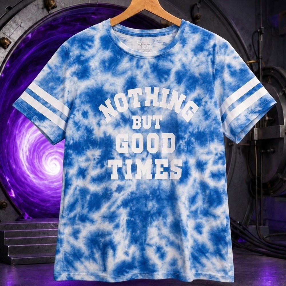Freeze Nothing But Good Times Blue Tie Dye Graphic Tee XL Sporty Streetwear